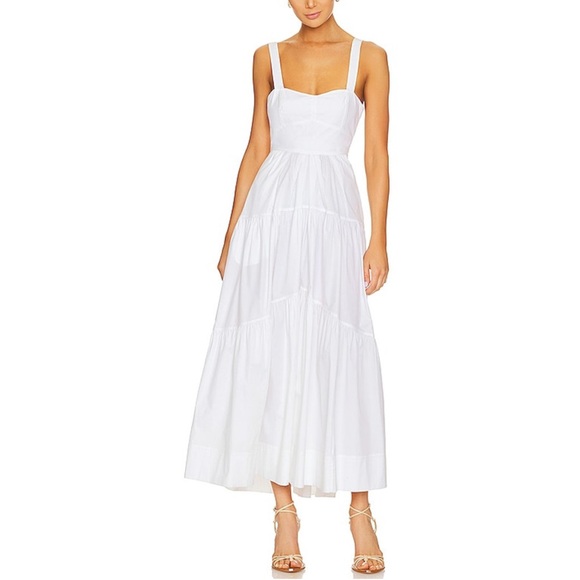 A.L.C. Lily Cotton Lace Up Midi Dress White size 6 - Picture 1 of 6